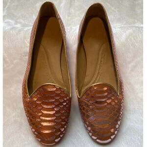 Chatelles Paris Slippers Flats Loafers Shoes EU 40 Pink Rose Gold Snakeskin EUC